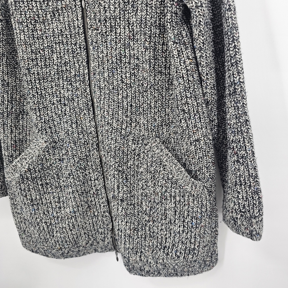 J. Jill Black & White Marled Zip Cardigan Sweater - Picture 3 of 5